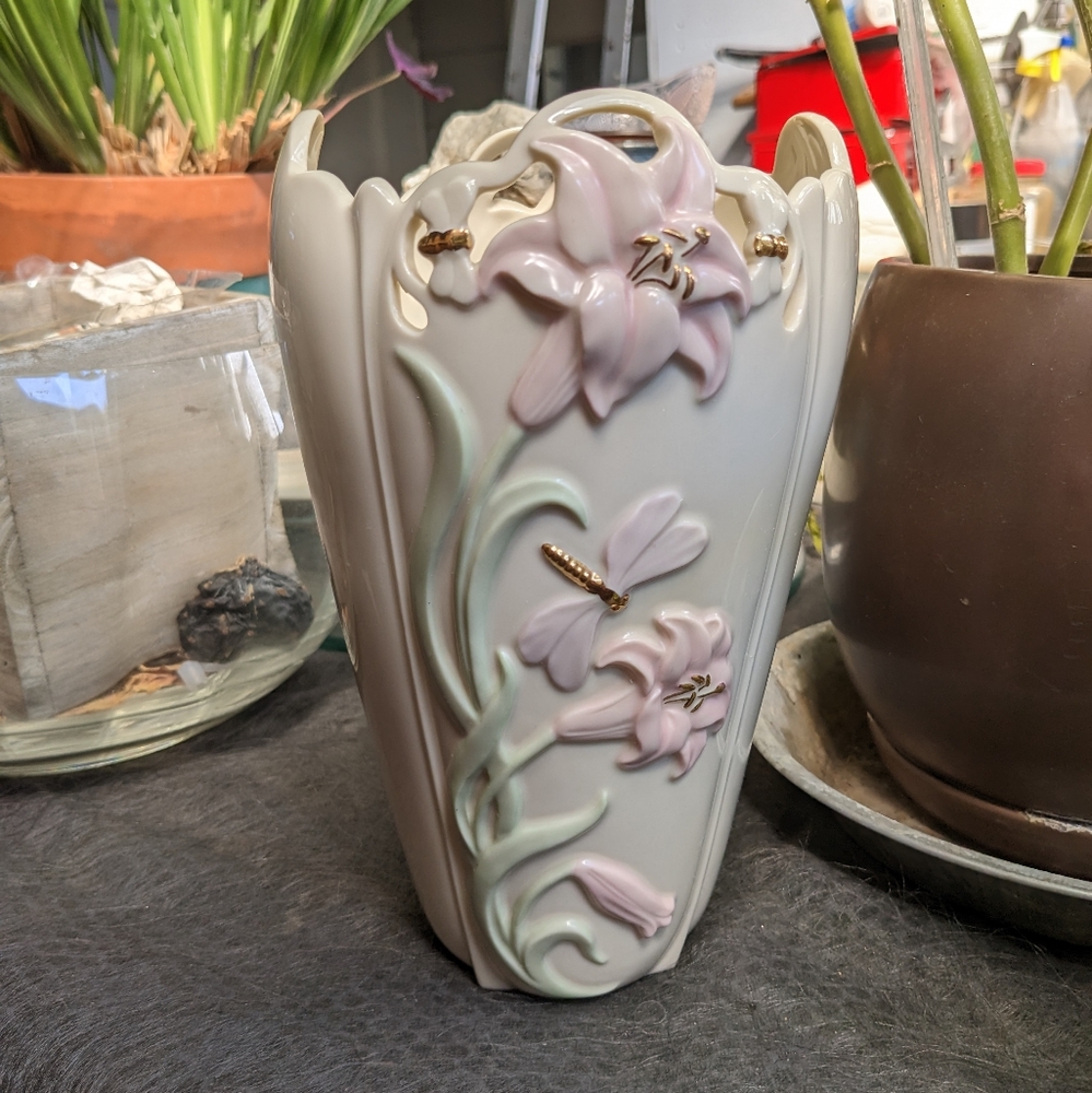 Vintage Lenox Lily and Dragonfly Vase